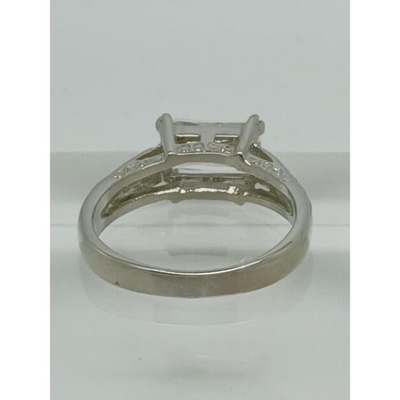 Vintage White Gold Plated CZ Engagement Ring 3.0 Carat Radiant Cut Stone Size 9 - Picture 10 of 10